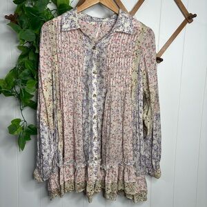 Free People Lost In You Printed Floral Tunic X-Small